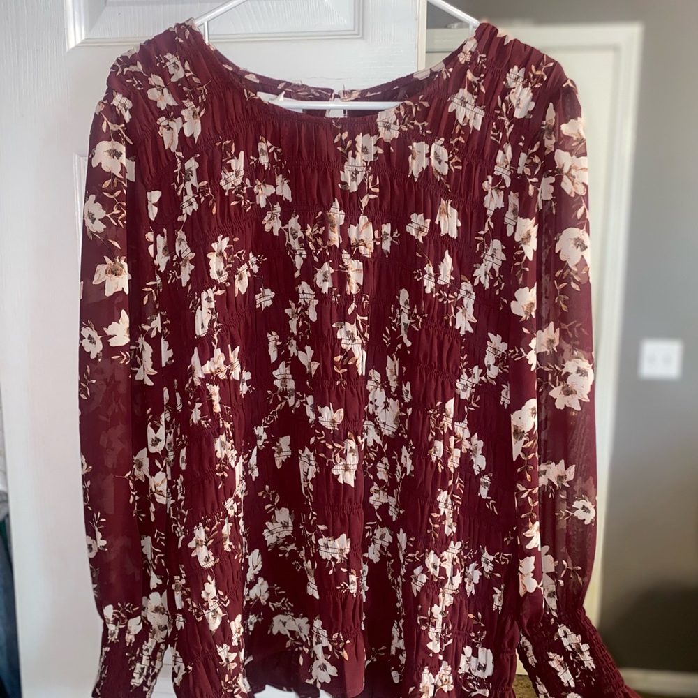 Floral Burgundy Blouse